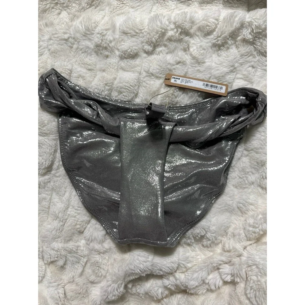 SKIMS Metallic Silver-Cream Bikini Bottom no tags